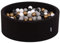 KiddyMoon Piscine À Balles pour Bébé Rond 90X30cm/300 Balles 7Cm Fosses À Boules Jouet Enfant, Noir: Blanc/Gris/Noir/Or