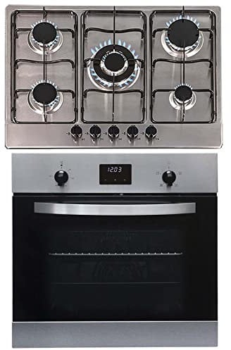 SIA 60cm Stainless Steel Single Electric True Fan Oven And 5 Burner 70cm Gas Hob