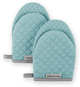 KitchenAid Asteroid Mini Oven Mitt Set, 5.5x8, Aqua, 2 Piece