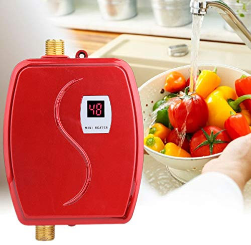 Haofy Calentador de Agua Instantáneo Eléctrico, 3800W 220V Mini Termo Eléctrico Sin Tanque, de Agua Caliente de la Ducha con LCD Pantalla para Lavado de Cocina/Baño, Debajo del Fregadero