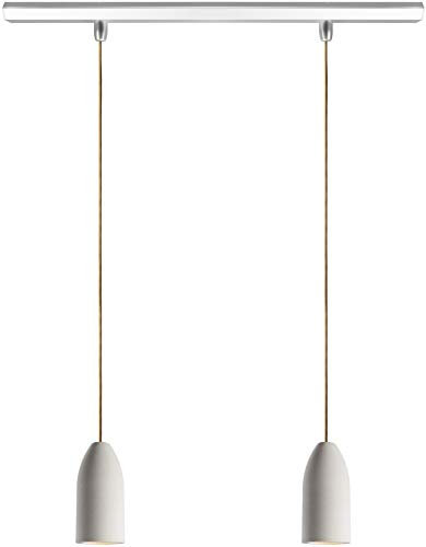 Buchenbusch urban design Deckenlampe zweiflammig light edition, Pendelleuchte Beton mit Textilkabel Gold, Deckenlampe hängend