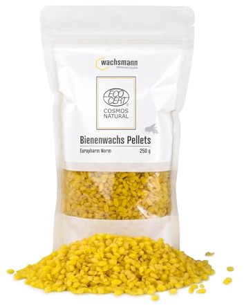 Wachsmann 100% reines Bienenwachs, 250 g Pastillen für Natur-Kosmetik, Kerzen, Bienenwachstücher - deutsche Qualität