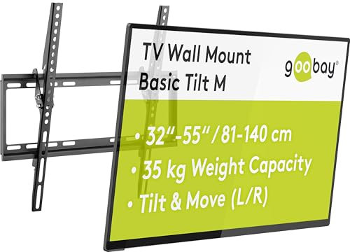 goobay 49731 Soporte de Pared inclinable de 55 Pulgadas para televisores y monitores de 32 a 55 hasta 35Kg VESA 400x400