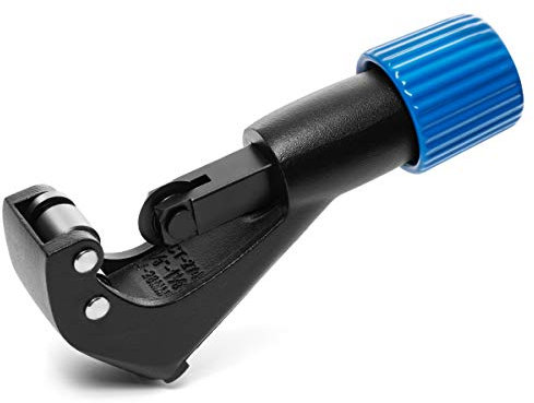 Kupferrohrschneider von Loreso – Rohrschneider für Kupfer, Messing, Aluminium, dünne Edelstahl und PVC-Rohre, mit zusätzlicher Klinge und Reibahle für 3–28 mm Außendurchmesser