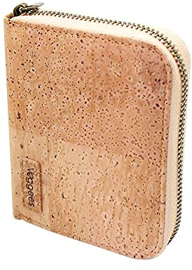 Veggees ® Damen Geldbörse Portemonnaie aus Kork vegan - klein und handlich - Mini Naturell - Zero Waste, Münzfach, RFID-Schutz