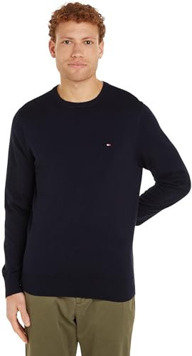 Tommy Hilfiger Pull Homme Essential Cotton Crew Neck en Coton, Bleu (Desert Sky), S