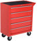 HOMCOM Carrello Porta Attrezzi a 5 Cassetti con Serratura, 4 Ruote e Maniglia, Carrello Officina in Acciaio 69x33x75cm, Rosso