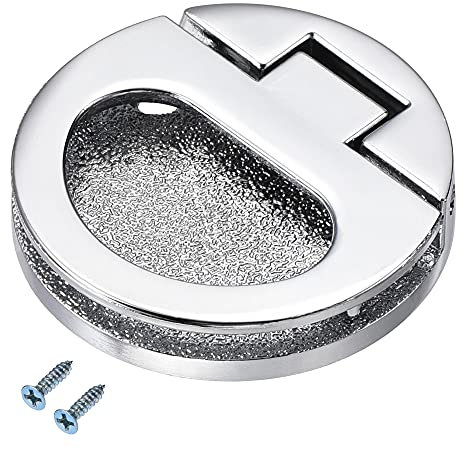 sourcing map Flush Pull Ring Handle 43.5x7mm, Plane Drawer Door Pull, Silver Tone