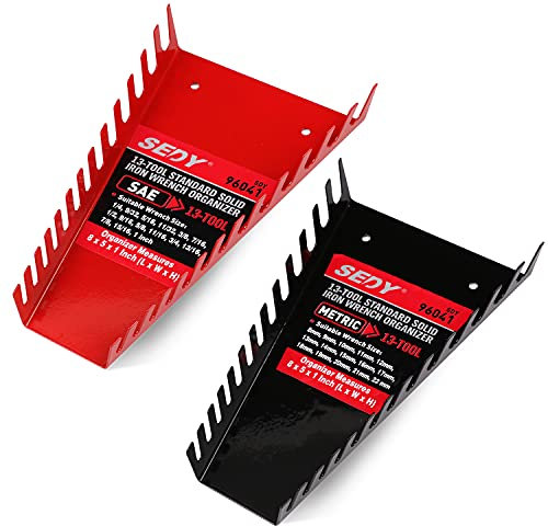 Brimix 2 pc organizador de llave fija, combinada, 26 huecos, bandeja para tablero o panel perforado, para pared, para su banco de trabajo o taller