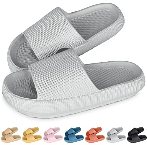 Cozislides Original Slippers Cloudyzz Schlappen Wolke Hausschuhe Gummi Home Slippers Badeschuhe rutschfeste Pantoletten Sommer Garten Badelatschen Flip Flops für Damen Herren Grau 38/39 EU