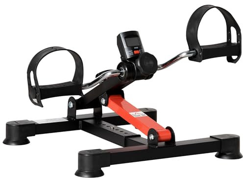 HOMCOM Mini Bicicleta Estática de Ejercicio Pedales Estáticos con Altura y Longitud Ajustables Pantalla LCD Máquina Pedalear de Manos y Piernas 33-43x40x24,5-34,5 cm Negro