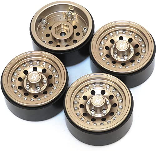 4pcs RC Aluminium 1.9 Beadlock Felgen Räder Heavy Duty ca. 130g/pc Hex 12mm Champagner Gold Farbe Fit 1.9inch Reifen
