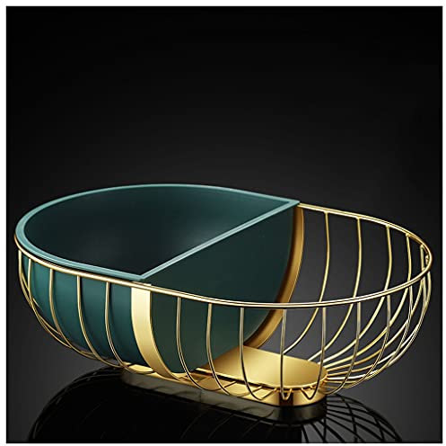 Fruit and Vegetable Basket Iron Fruit Basket Snack Storage Basket Removable Fruit Tray Large Capacity Fruit Basket Very Suitable for Home Use Double Basket Fruit Bowl Decorative Fruit Bowl