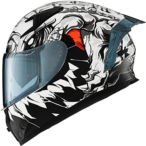 ILM Motorradhelm Integralhelm Herren Damen-Motorcycle Helmet mit 2 Visieren Pinlock-kompatiblen klaren und getönten-Street Bike Motocross Casco DOT&ECE Modell Z501,Lizzard White,S