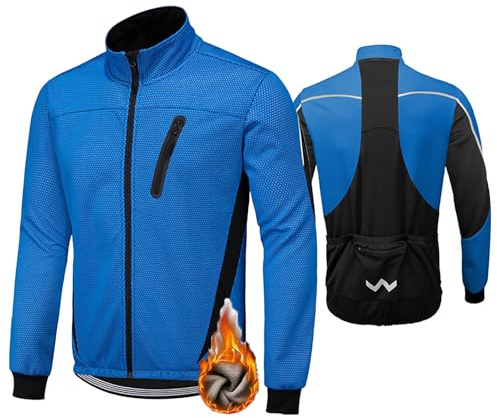 HOMTOL Veste de Vélo pour Hommes Doublure Polaire Imperméable Hiver Coupe-Vent Veste polaire pour le Cyclisme MTB