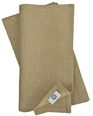 Linen & Cotton Hochwertige 4 x Stoffservietten/Servietten Stoff/Leinenservietten Hygge - 100% Leinen, Beige (45 x 45cm) für Feiern Home Küche Esstisch Dekoration Abendessen Cafe Restaurant