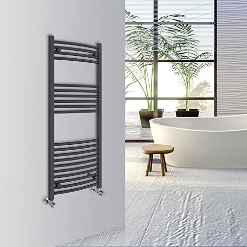 Warmehaus Curved Bathroom Heated Towel Rail Warmer 1200x500mm Anthracite | Central Heating Bathroom Ladder Radiator, 1.5mm Premium Mild Steel, Wall Mounted, Durable Finish, For Kitchen, Living Room