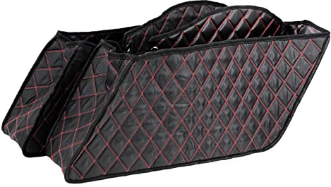 HCmotorku Motorrad Drop-In Satteltasche Liners Nicht Stretched Non-Tapered Passt Für Harley Facotry Satteltasche Hosen Touring Road King Road Glide Street Glide Electra Glide 2014-2023 Rotes Gewinde