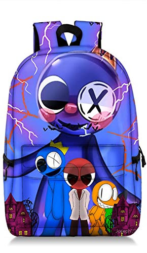 Rainbow Friends Rucksack Kinder Schultasche Regenbogen Jungen Cartoon 3D Druck Studenten Schultasche Laptop Tagesrucksack für Jungen Mädchen, Typ 8, 47 * 28cm