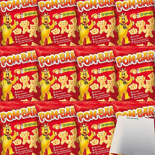 Funny Frisch Pom-Bär Kartoffel-Snack Glutenfrei 12er Pack (12x75g Packung) + usy Block