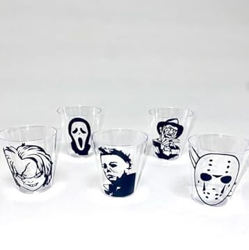 Halloween Horror Movie Plastic Shot Glasses Pack 5