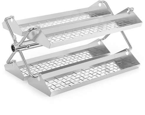 onlyfire Stainless Steel BBQ Rotating Tray Rotisserie Basket for Most Grills, Fits for 3/8 & 5/16 Square, 1/2 & 3/8 Hexagon Spit Rods