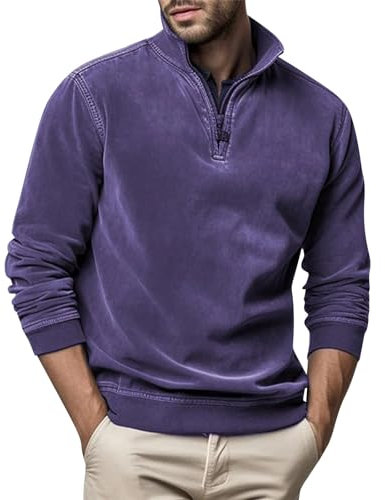 DHYUEN Men's Sweaters & Sweatshirts Kordelzug Sweatjacke Herren Weiß Locker Hoodie Herren Reißverschluss Kapuzenpullover Herren Gelb Fashion Hoodie Decke Winter Herren Hoodie(1-Purple,M)