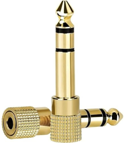 2x Gold Plated Stereo Headphones Audio Adaptor