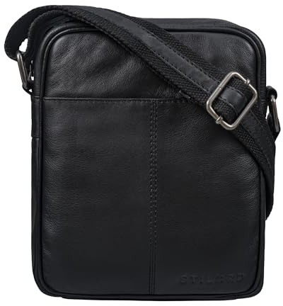 STILORD Jude Herren Umhängetasche Klein Leder Vintage Tasche Messenger Bag Herrentasche zum Umhängen Crossbody Bag Echtleder Schultertasche Männer Farbe:schwarz