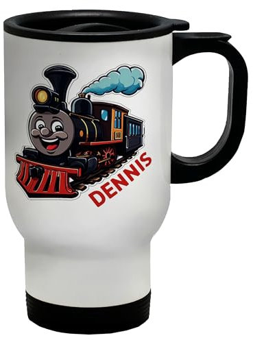 Shopagift Personalised Steam Train Travel Mug Choo Choo Railway Track Stainless Steel 14oz Cup