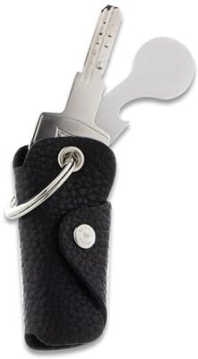 Bodesa Valore Premium Qualität Schlüsseltasche aus Echtem Leder | Schlüsseletui mit Einkaufswagenlöser | Key Organizer für 1-6 Schlüssel | Schlüsselanhänger mit Flaschenöffner (schwarz elegant)