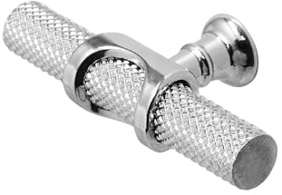 Decoranddecor Amelia - Knurled Cabinet Handles | Aluminium T-Bar Kitchen Cupboard Handles | Furniture Knobs | 70mm Knob, Polished Chrome