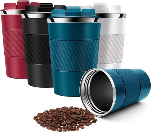 Termo Cafe, Taza Termica 380ml Tazas de Cafe, Taza Termo Cafe para Llevar acero inox sin BPA, Vaso Termico Café y Té a Prueba de Fugas, para Café Frío y Caliente, Leche y Té(Azul)
