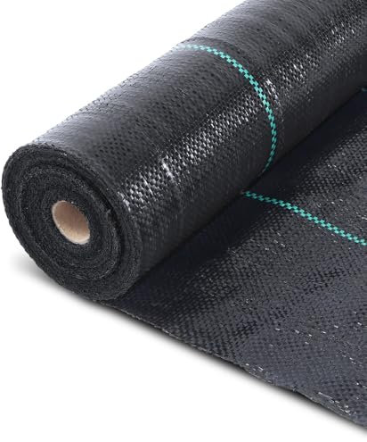 vounot® Toile de Paillage Contre Les Mauvais Herbes 50M x 1M en Fibres de Polypropylène Tissées Anti-UV 100 g/m2 Résistant Aux Déchirures avec Haute Stabilisation Bâche de Paillage Noir
