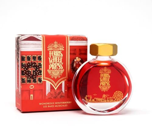 Ferris Wheel Press Fountain Pen Ink, Everyday Ink Collection, Red with Gold Shimmer, 38ml