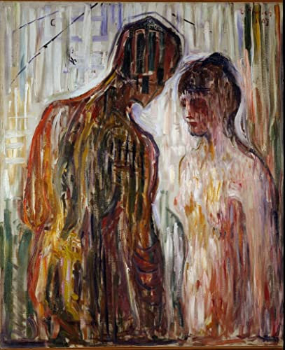PTLYE Reproduktion Modern Wandbild Poster Wandbilder Liebe und psyche gemälde von edvard munch Wand-Kunst Bildfür Wohnkultur 60x90cm