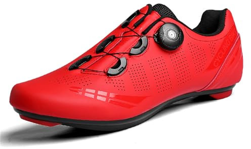JiuQing Fahrradschuhe Rennrad-Mountainbike-Schuhe Kompatibel Mit Peloton Bike & SPD Indoor Delta Cleats Für Männer Und Frauen,Rot,39 EU