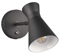 lightling Wandlampe Eduard, Wandspot Strahler, mit Schalter, schwenkbar, IP20 Indoor, exkl. 1 x E27 max. 10W, Höhe 16 cm, Breite 11 cm, Metall, schwarz matt