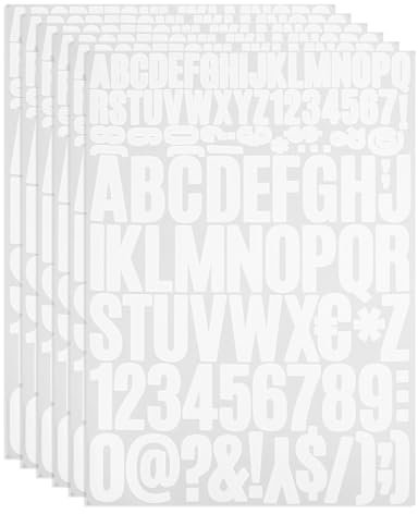 PATIKIL 6 Hojas Pegatinas de Letras y Números Adhesivas, Grande Alfabeto Número Pegatina de Vinilo Impermeable para Buzón, Señal de Dirección, Manualidades de Tarjetas, Blanco