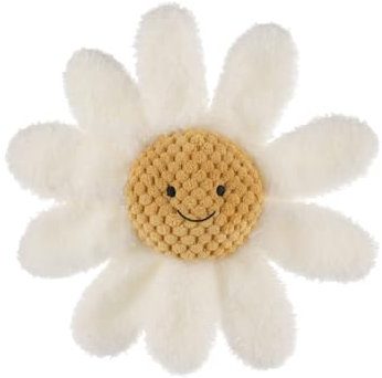Apricot Lamb Daisy Rattle Soft Baby Rattle for Boys and Girls, Plush Stuffed Animal Rattle Toy Lovey for The Newborn, 0-3 Months, 0-6 Months and Above(White)