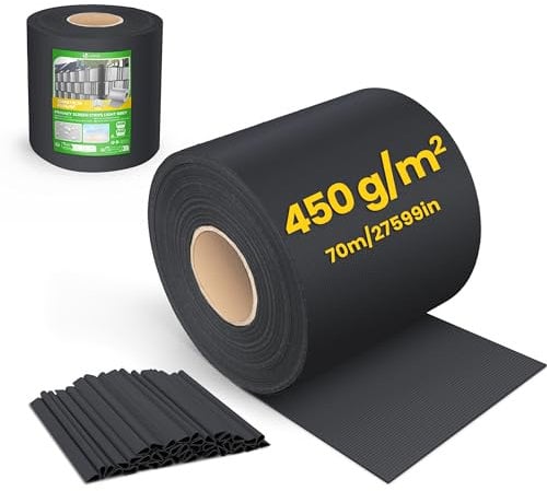 VOUNOT® Tiras de Pantalla de Privacidad de PVC 450g/m², Cinta de Protección Visual Impermeable Antiviento, Rollo de Valla Protectora Opaca de Cercas 70mx19cm con Clips para Jardín Balcón Terraza Negro