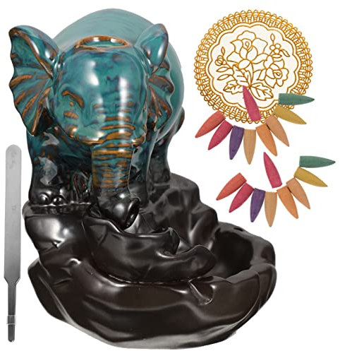 GARVALON 1satz Roter Porzellan Elefant Rückfluss Weihrauchbrenner Handgefertigter Aromatherapie Censer Für Heimdekoration Für Meditation Schlafzimmer Büro Und Yoga- Langlebig Und Stabil