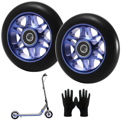 Stunt Scooter Rollen 100mm, 2 Stück Scooter Ersatzräder Räder, Scooter Räder Ersatzräder Mit Anti-Blockier-Lager, Ersatzräder Für Stunt Scooter Mit Handschuhen Für Meisten Stuntscooter Kickscooter