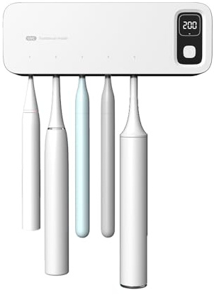 Winnes UV-Zahnbürste Sterilisator, Zahnbürsten uv Sterilisator Automatische Trocknung, 2200mAh Wireless Wiederaufladbare Zahnbürste Sterilisator Halter für Badezimmer Wandmontage Loch frei