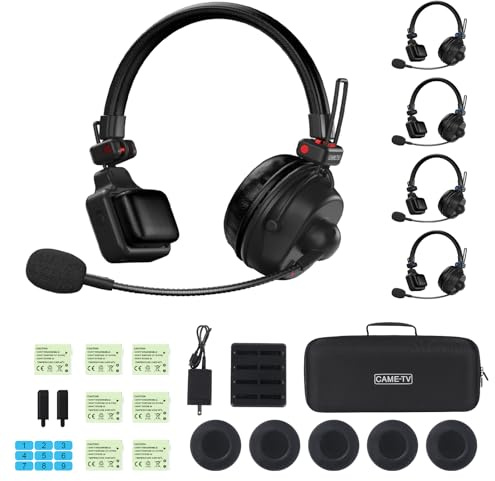 cametv Waero-PRO 1.9GHz Wireless Intercom Headset System Noise Cancellation A/B Group 1700ft(518m) Zero Latency 2 Person Team Communication for Church Boating TV Film Production Drone (5PCS)