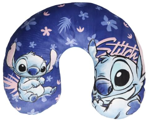 Aymax Disney Stitch Nackenkissen für Kinder & Jugendliche – Weiches Reise-Kissen mit ergonomischer Form, 37x30 cm – Ideal für Auto, Flugzeug & Bahnreisen
