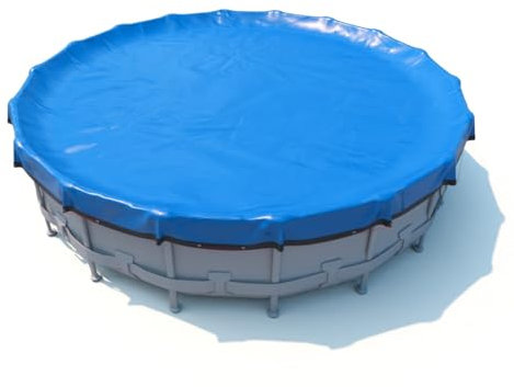 POOLHACKER【2025 Upgrade】 15 ft Winter Pool Cover - 15ft Round Above Ground, 4 Foot Overlap Extra Thick 420D Pool Cover with Pulley and Cable (Cerulean)
