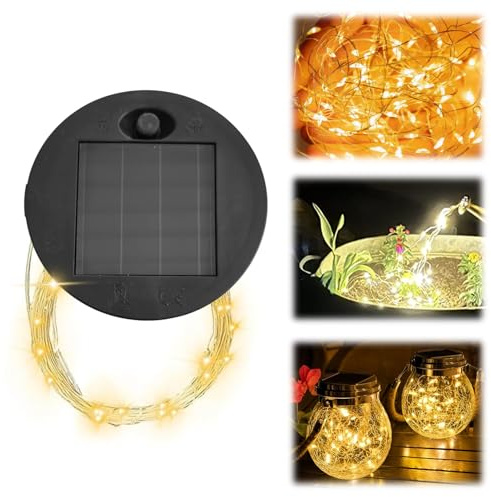 2 Stück Solarleuchten Ersatzdeckel, 7 cm Solarleuchten Ersatz für Solar Giesskanne, LED Warmweiß Licht Solardeckel, Wasserdicht Solar Ersatzdeckel, Solarlampen Ersatzteile für Außen Garten Decor