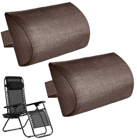 Hearda 2 Stück Kopfkissen für Chaiselongue, Wasserdicht Kopfstützenkissen für Liege mit Elastischem Band für Outdoor Garten Patio Strandkorb Deko (36 * 17 * 6cm,Dunkelbraun)