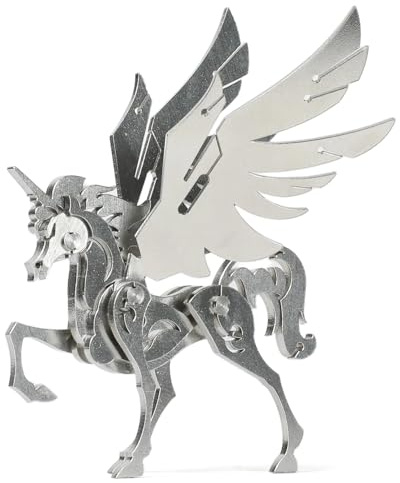 Kolotesame Mythisches Einhorn 3D-Metallpuzzle für Erwachsene, DIY-Tierskulptur 3D-Modellbausatz, immersives kreatives Baumodell, Kunstdeko für den Schreibtisch
